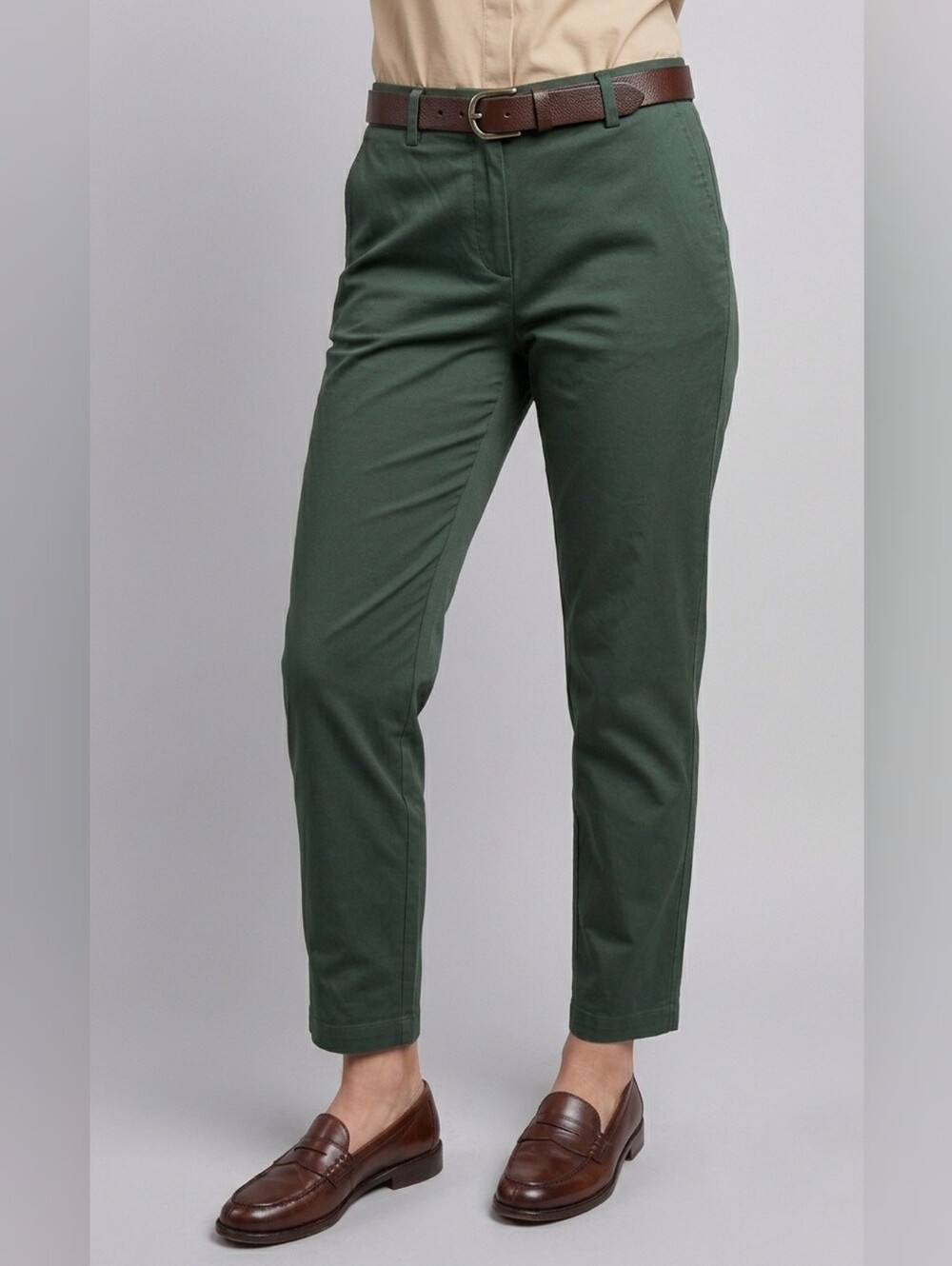 VINCE Olive Green Cropped Chino Trousers Flat Front Ankle Pants Size 6